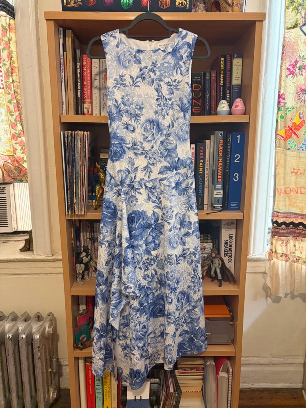 Avec Les Filles Blue Digital Floral Print Midi Dress
